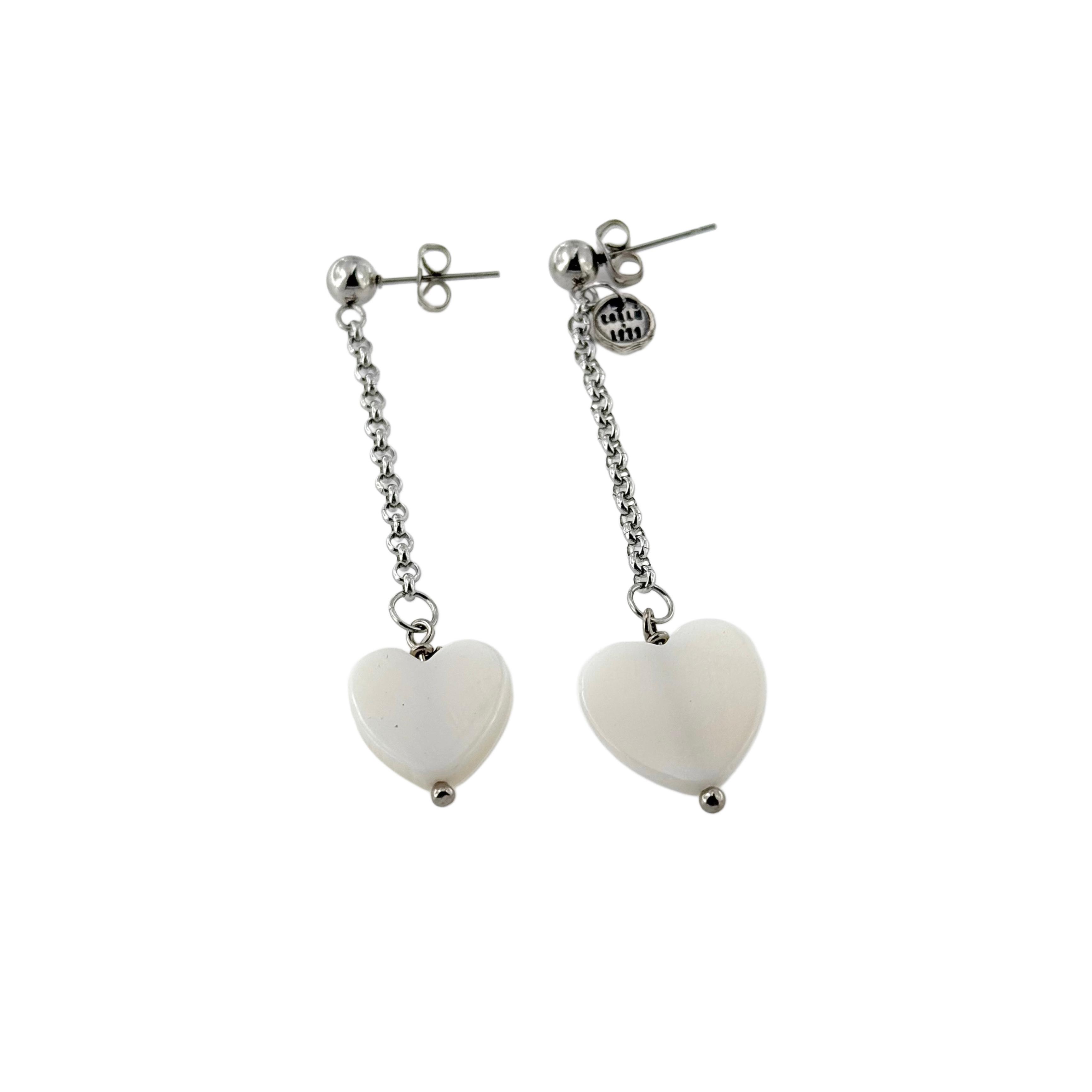 Orecchini Cuore Madre Perla con catena